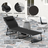 5-Level Adjustable Folding Chaise Lounge Chair with Side Table