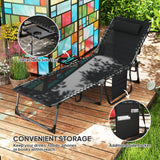 5-Level Adjustable Folding Chaise Lounge Chair with Side Table