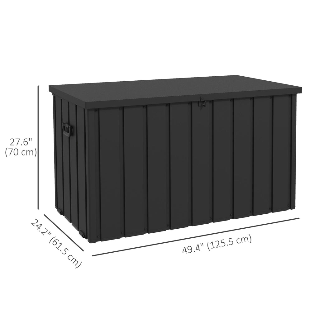 119 Gallon Galvanized Steel Deck Box with Wheels and Handles, Dark Grey