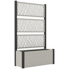 58" Wicker Outdoor Planter with Trellis and Privacy Screen, Mixed Grey