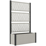 58" Wicker Outdoor Planter with Trellis and Privacy Screen, Mixed Grey