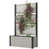 58" Wicker Outdoor Planter with Trellis and Privacy Screen, Mixed Grey