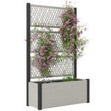 58" Wicker Outdoor Planter with Trellis and Privacy Screen, Mixed Grey