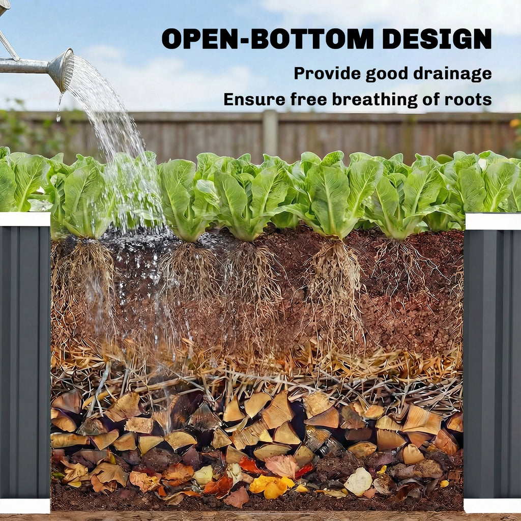 7' x 2' x 2' Galvanized Raised Garden Bed with Gloves, Dark Grey