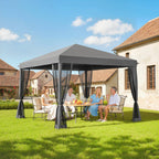 10' x 10' Pop Up Canopy Tent with Mesh Sidewalls and Carry Bag, Light Grey