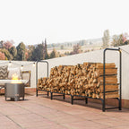 10 ft Heavy Duty Firewood Rack with Waterproof Cover & Steel Chains, Dark Green