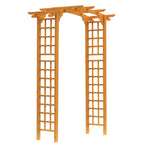 90in Wooden Garden Arbor with Trellis Wall for Climbing Plants, Wedding & Backyard Decor