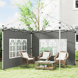 2 Pack Gazebo Side Panels with Window for 3 x 3 m Pop Up Gazebo, Dark Grey