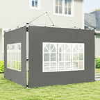 2 Pack Gazebo Side Panels with Window for 3 x 3 m Pop Up Gazebo, Dark Grey