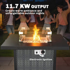 11.7 KW Propane Gas Fire Pit Table with Wind Guard and Lid, Black