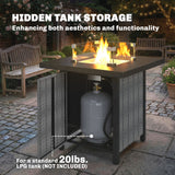 11.7 KW Propane Gas Fire Pit Table with Wind Guard and Lid, Black