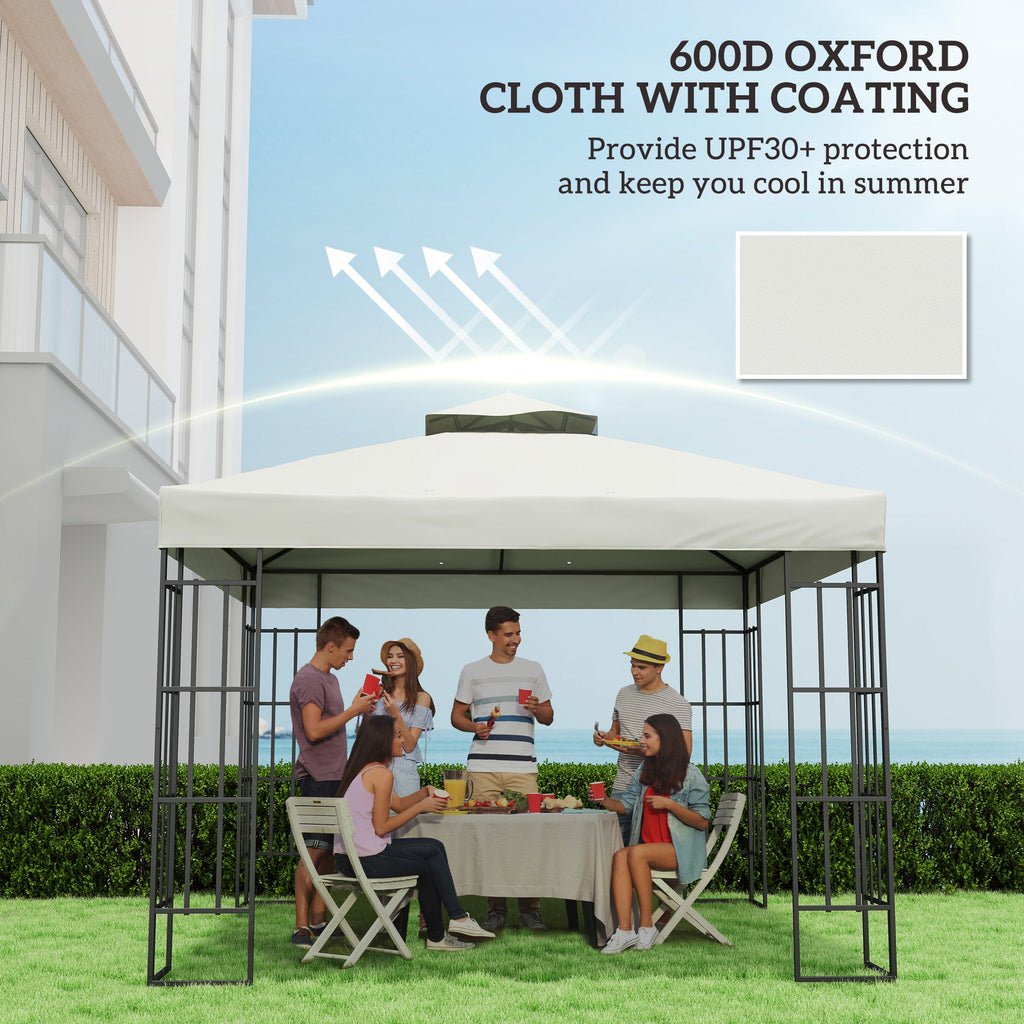 10' x 10' 2-Tier Gazebo Replacement Canopy Top Cover in Light Grey