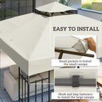 10' x 10' 2-Tier Gazebo Replacement Canopy Top Cover in Light Grey