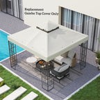 10' x 10' 2-Tier Gazebo Replacement Canopy Top Cover in Light Grey