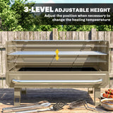 Portable Charcoal BBQ Grill with Adjustable Grates and Side Shelf, Khaki