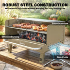 Portable Charcoal BBQ Grill with Adjustable Grates and Side Shelf, Khaki