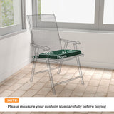 Set of 6 Chair Cushion Seat Pads with Straps, Green