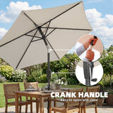 2 m Garden Parasol with Crank Handle, Tilt Function & UV30+, Light Grey
