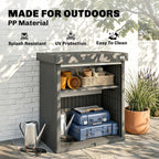 82 Gallon Outdoor Storage Box with Roll-Up Door and Removable Shelf, Grey