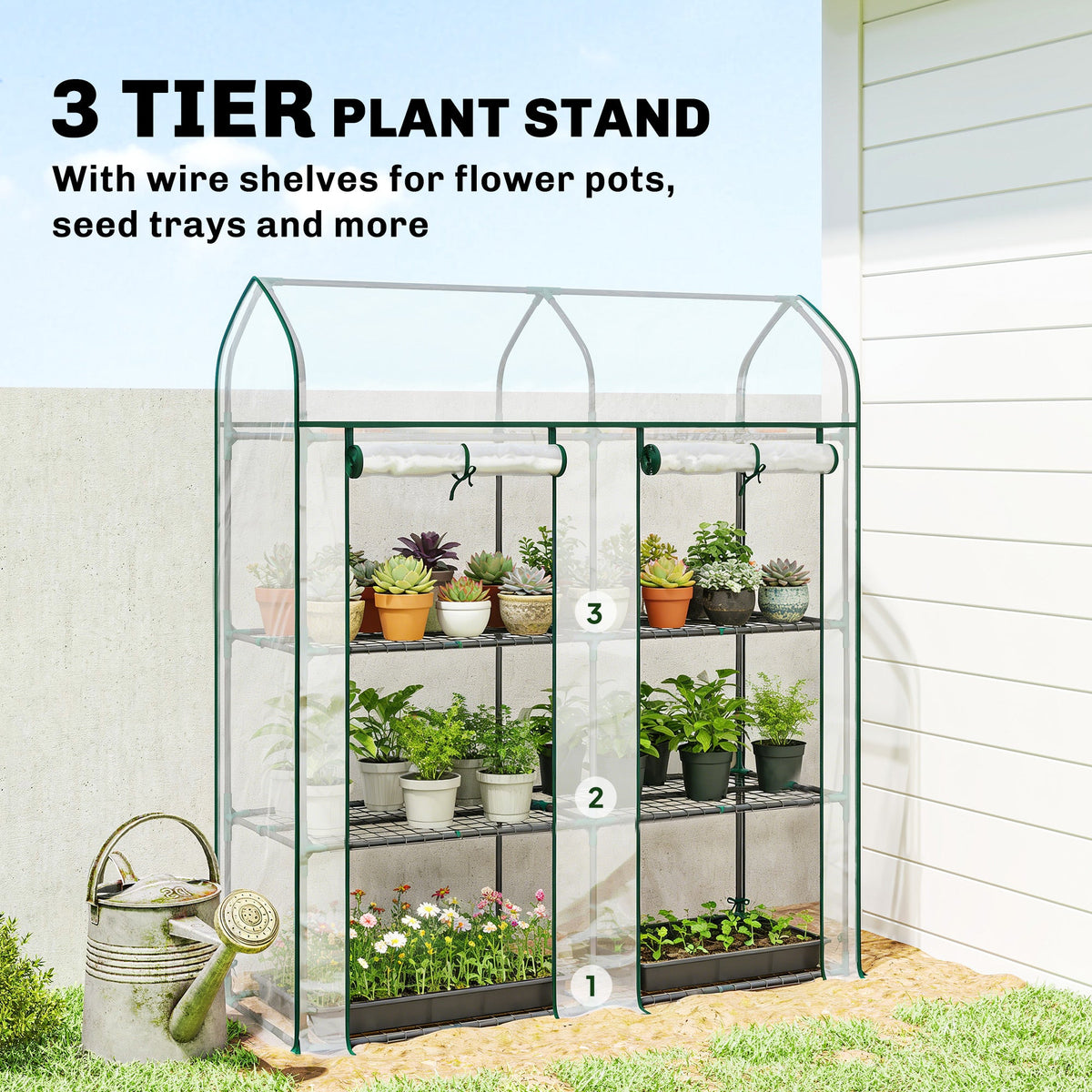 3-Tier Mini Greenhouse, 56.3" x 18.1" x 65", Clear