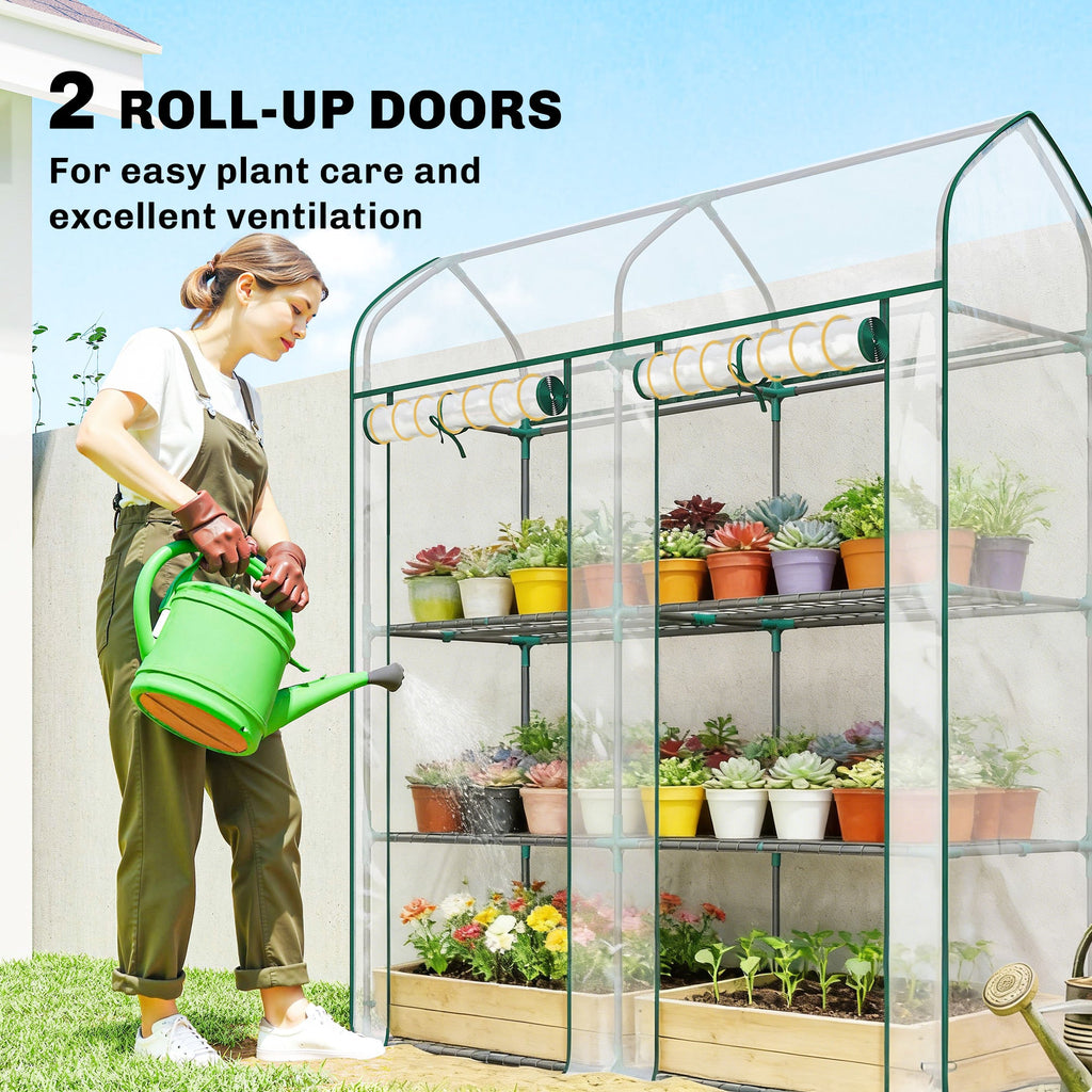 3-Tier Mini Greenhouse, 56.3" x 18.1" x 65", Clear