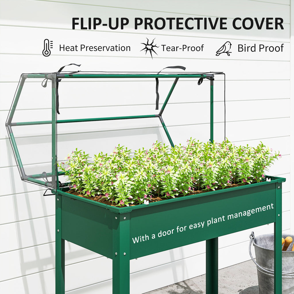 39.4" x 18.9" x 48.8" Raised Garden Bed with Cover, Green