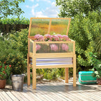 Raised Garden Bed with Detachable Greenhouse Top and Legs, Natural