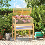 Raised Garden Bed with Detachable Greenhouse Top and Legs, Natural