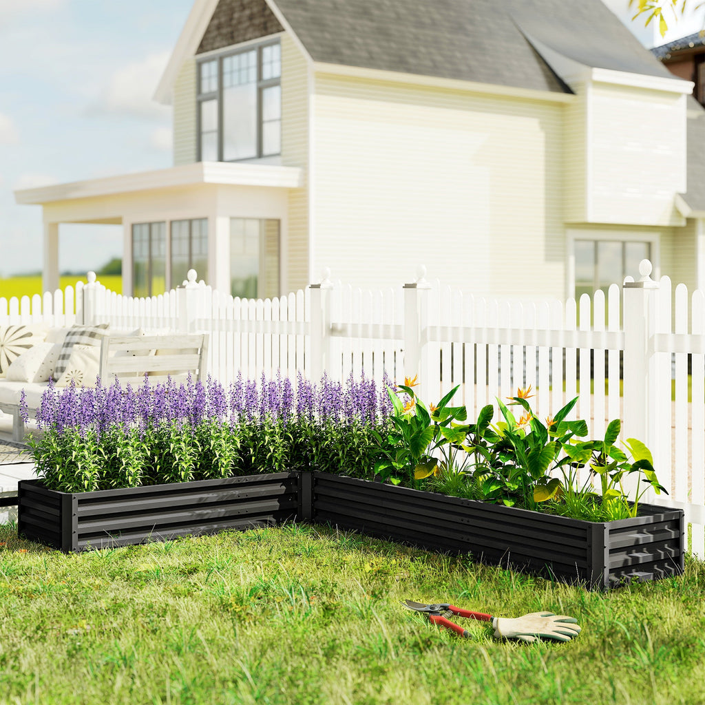 82" x 109" x 12" L-Shaped Raised Garden Bed, Black