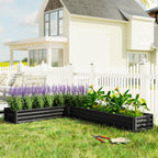 82" x 109" x 12" L-Shaped Raised Garden Bed, Black