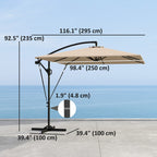 Offset Patio Umbrella with Base, Cover and Tilt Function, Khaki