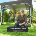 10 x 10 ft Pop Up Canopy Tent with Mosquito Netting and Sandbags, Dark Grey