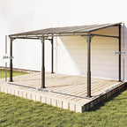 4 x 3 m Metal Lean-to Pergola with Polycarbonate Roof, Brown
