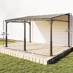 13' x 10' Lean-to Gazebo with Polycarbonate Roof, Brown