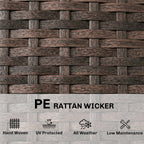 Rattan Sun Lounger with S-Shaped Seat and 5-Position Backrest, Brown