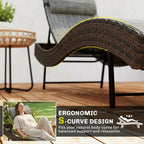 Rattan Sun Lounger with S-Shaped Seat and 5-Position Backrest, Brown