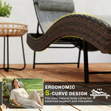 Rattan Sun Lounger with S-Shaped Seat and 5-Position Backrest, Brown
