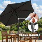 2 m Garden Parasol with Crank Handle, Tilt Function & UV30+, Black