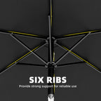 2 m Garden Parasol with Crank Handle, Tilt Function & UV30+, Black