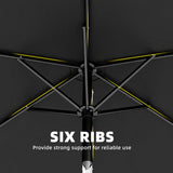2 m Garden Parasol with Crank Handle, Tilt Function & UV30+, Black
