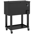 60 Quart Rolling Patio Cooler Cart with Shelf and Bottle Opener, Black