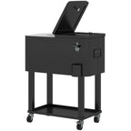 60 Quart Rolling Patio Cooler Cart with Shelf and Bottle Opener, Black