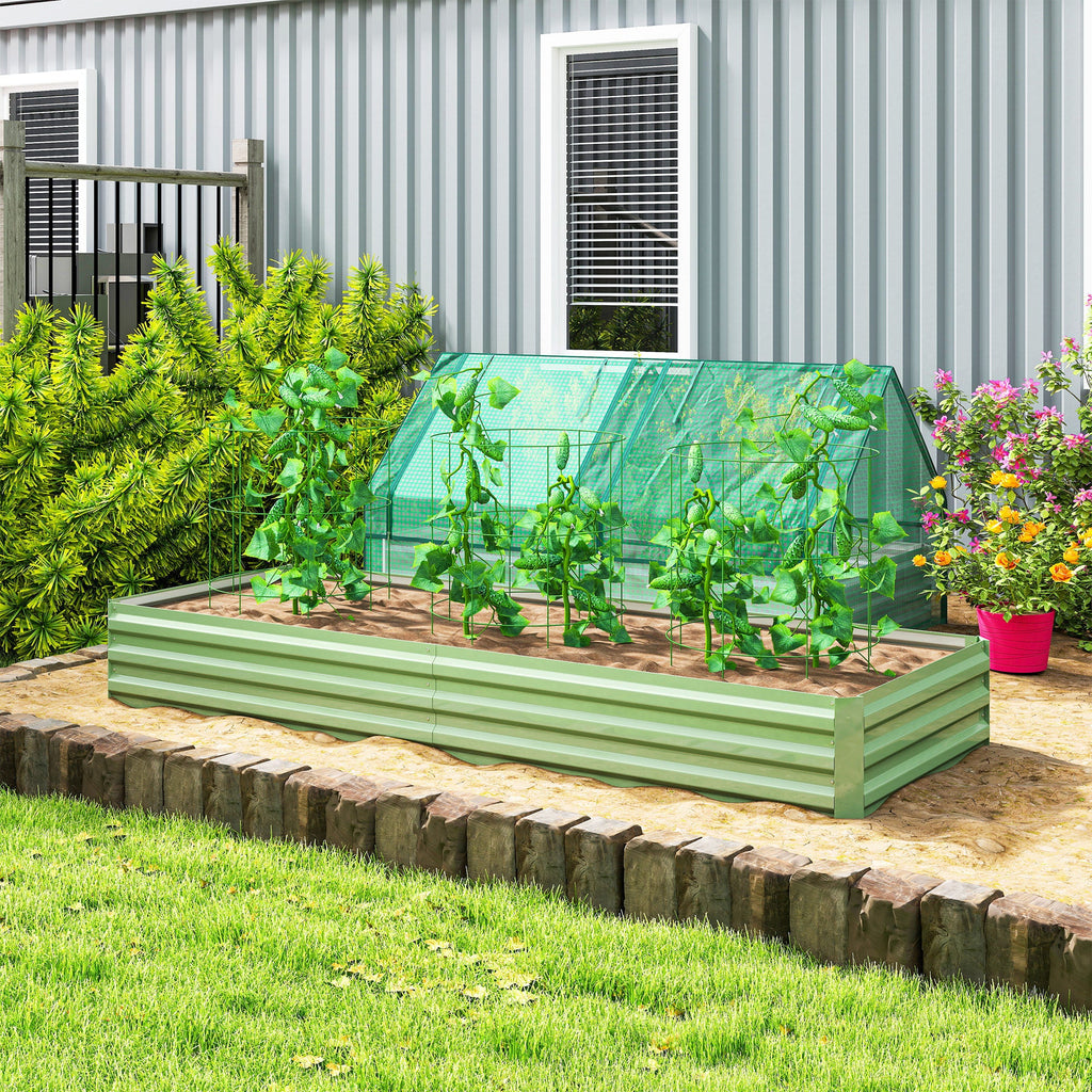 Galvanized Raised Garden Bed 8' x 3' x 1' for Vegetables, Flowers & Herbs, Light Green