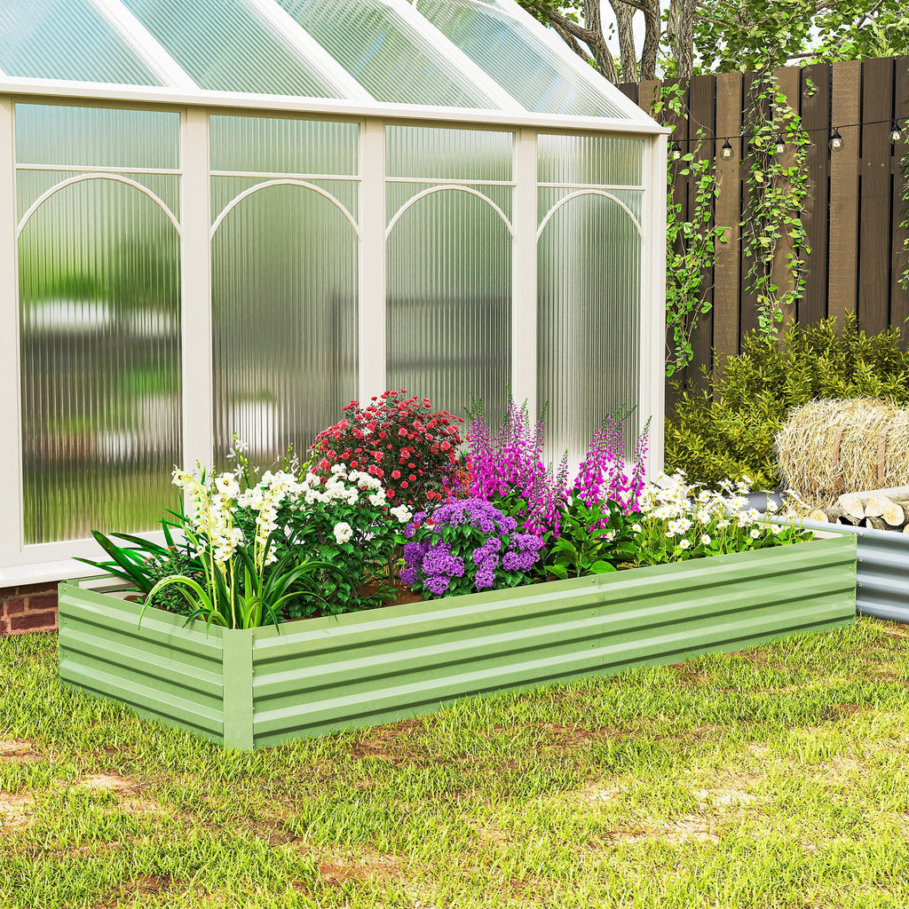 Galvanized Raised Garden Bed 8' x 3' x 1' for Vegetables, Flowers & Herbs, Light Green