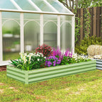 Galvanized Raised Garden Bed 8' x 3' x 1' for Vegetables, Flowers & Herbs, Light Green