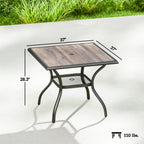 37" Square Outdoor Dining Table with Umbrella Hole, Gray