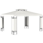 10' x 13' Outdoor Gazebo with Double Roof and Screen Panels, White