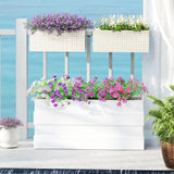 2 Pack 20" Railing Planter Boxes with Hooks and Drainage, White