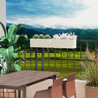 2 Pack 20" Railing Planter Boxes with Hooks and Drainage, White