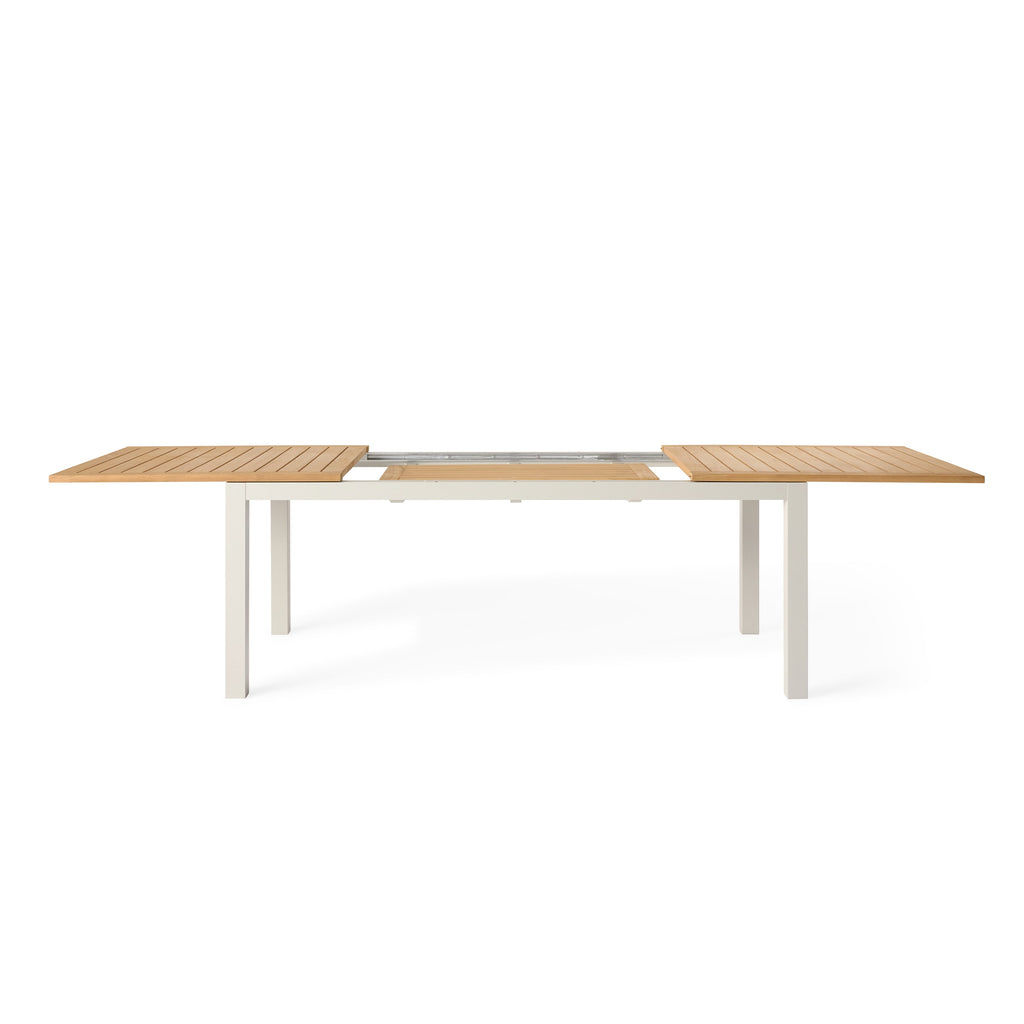 Belvedere 78"-120" Extension Dining Table in Teak and Dune Aluminum